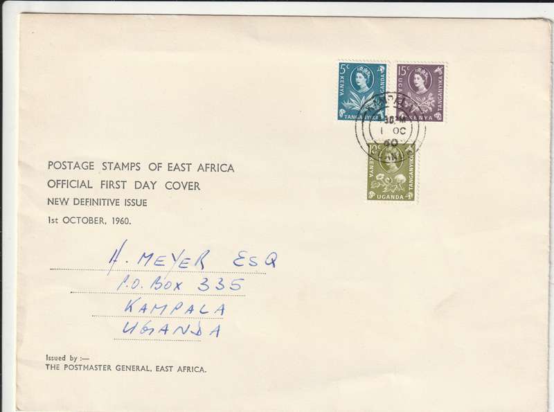 Kenya Uganda Tanganyika FDC - 1960 - Definitive