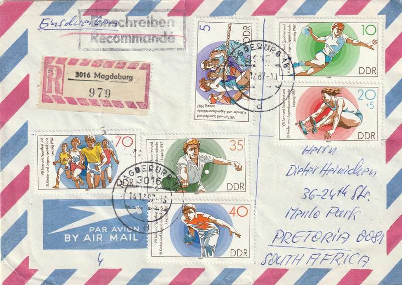 Germany DDR Cover Registered Einschreiben - 1986 1987 - Sports Championships Spartikiade Leipzig Au
