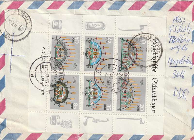 Germany DDR Cover Registered Einschreiben - 1986 - Castles Wrought iron candle-carrying chandeliers