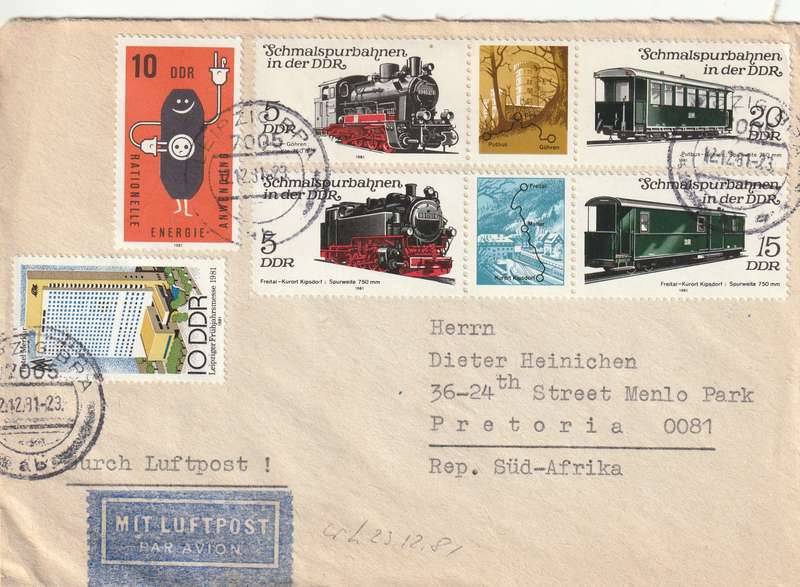 Germany DDR Cover - 1981 - Energy Conservation Leipzig Fair Schmalspurbahnen