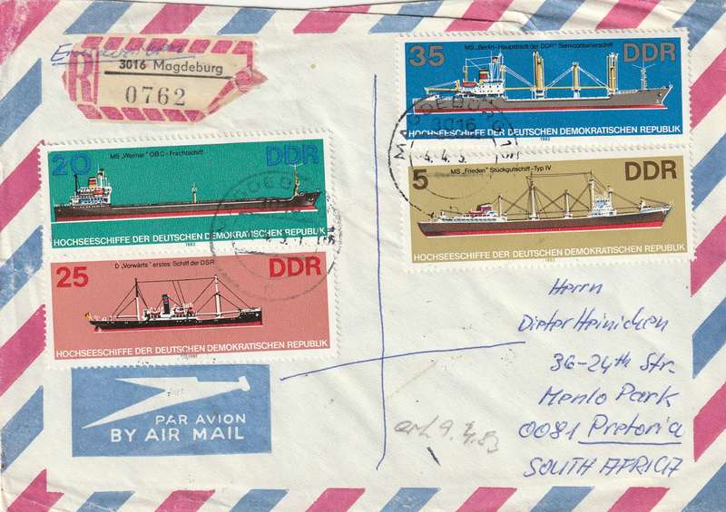 Germany DDR Cover Registered Einschreiben - 1982 - Cargo Ships Sorbian Folklore