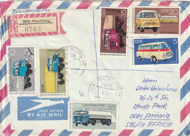 Germany DDR Cover Registered Einschreiben - 1980 1982 - Ambulances Trucks Bus Buses National Youth