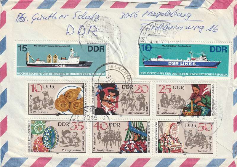 Germany DDR Cover Registered Einschreiben - 1982 - Cargo Ships Sorbian Folklore