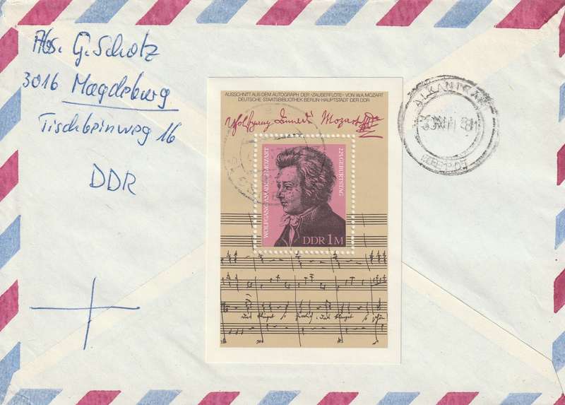 Germany DDR Cover - 1980 1981 - Einschreiben Edible Mushrooms Wolfgang Amadeus Mozart