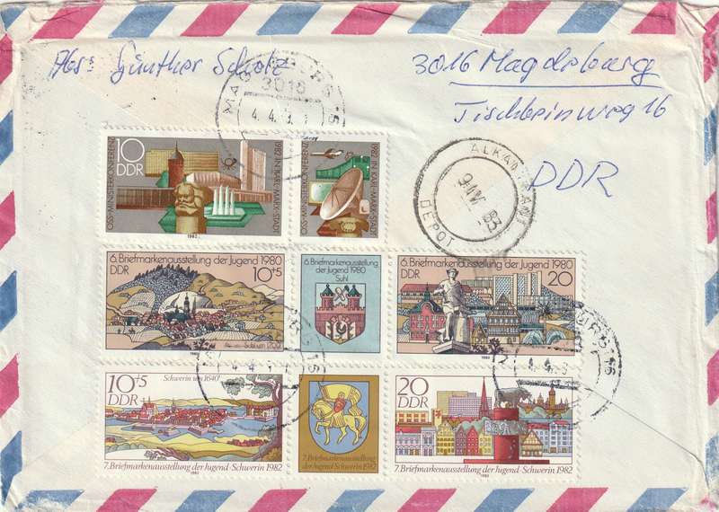Germany DDR Cover Registered Einschreiben - 1980 1982 - Ambulances Trucks Bus Buses National Youth