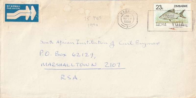 Zimbabwe Cover - 1989 1990 - Fish Chessa Slogan Tose Ticha Vota