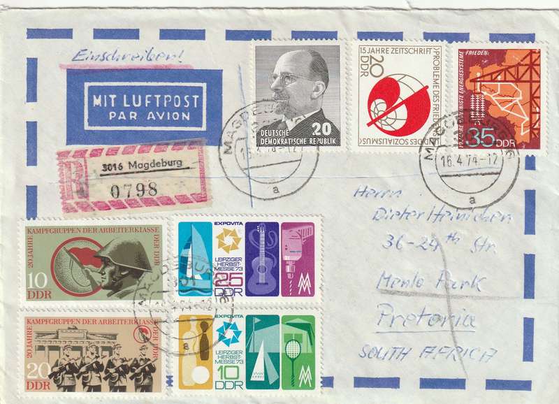 Germany DDR Cover Registered Einschreiben - 1973 - Leipzig Autumn Fair Workers Militia Peace and So