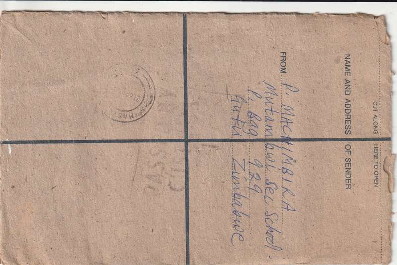 Zimbabwe Cover Registered - 1990 - Rhino Rhinoceros Hare Rabbit Guineafowl Birds Masvingo Definitiv