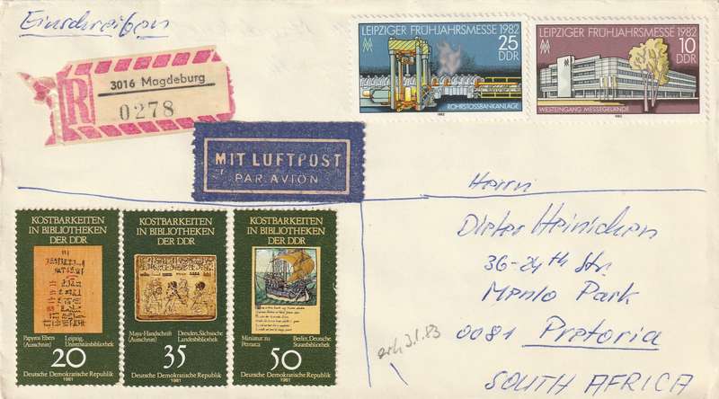 Germany DDR Cover Einschreiben Registered - 1981 1982 - Literary Treasures Leipzig Spring Fair