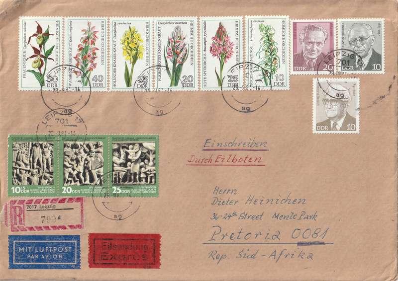 Germany DDR Cover Registered Einschreiben - 1974 1976 - Leaders of German labor movement Stamp Exhi