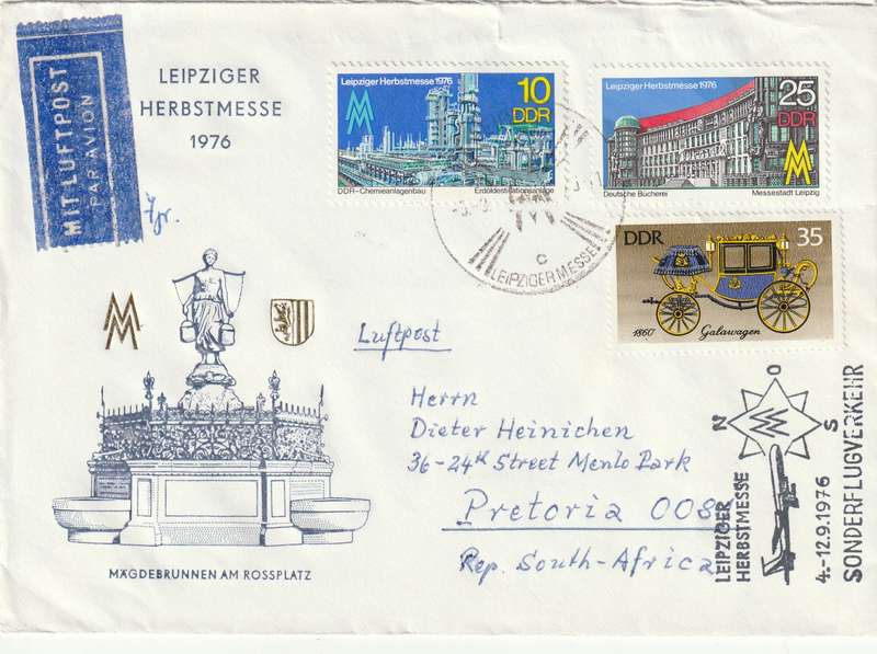 Germany DDR Cover FDC - 1976 - Leipzig Fair Leipziger Messe State carriage