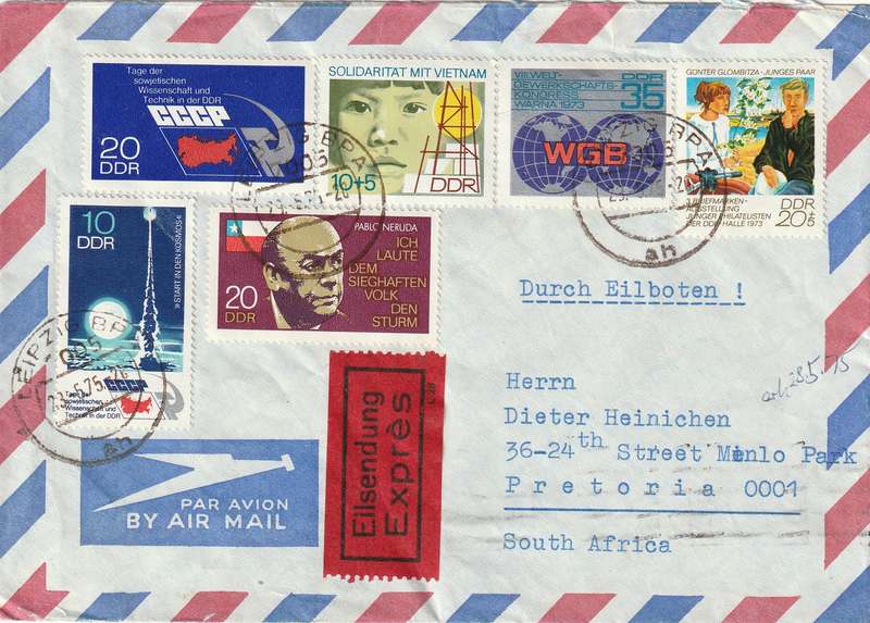 Germany DDR Cover Eilsendung - 1973 - Vietnam Philatelists Stamp Day Trade Unions Rocket Launcing W