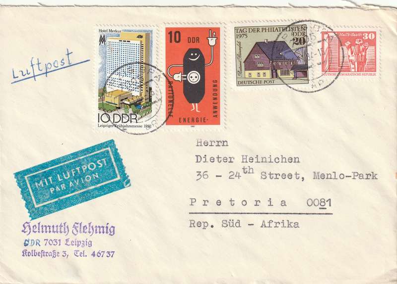 Germany DDR Cover - 1981 - Energy Conservation Leipzig Fair Philatelist Stamp Day