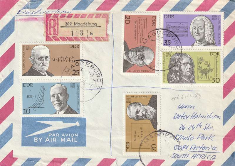 Germany DDR Cover Einschreiben Registered - 1981 - Famous Men Becher Dedekind Telemann Chamisso Raa