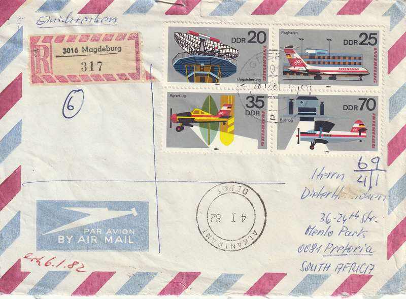 Germany DDR Cover Einschreiben Registered - 1980 Interflug Airlines Aviation Transport AEROSOZPHILE