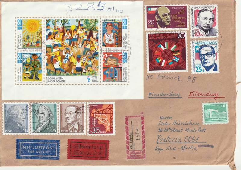 Germany DDR Cover Registered Einschreiben - 1973 1974 - Chile Economic Assistance Comecon Childrens