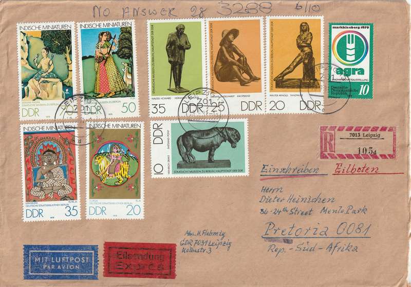 Germany DDR Cover Registered Einschreiben - 1976 1979 - Indian Miniatures in Berlin Museums Sculptu
