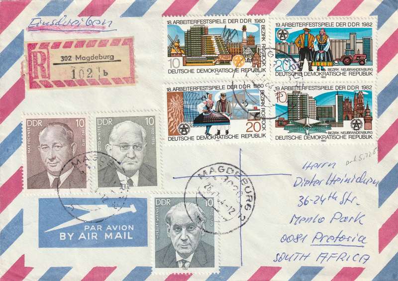 Germany DDR Cover Einschreiben Registered - 1980 1982 - Workers Festival Rostock Working-class Lead
