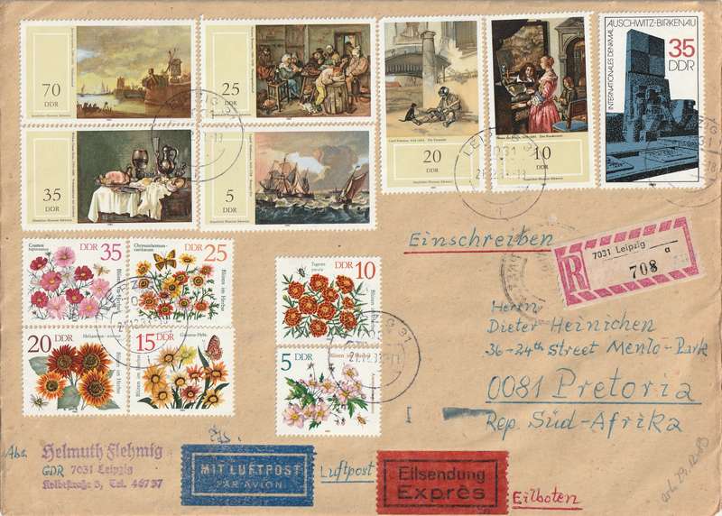 Germany DDR Cover Registered Einschreiben - 1982 - Auschwitz-Birkenau Paintings Schwerin Ships Pian