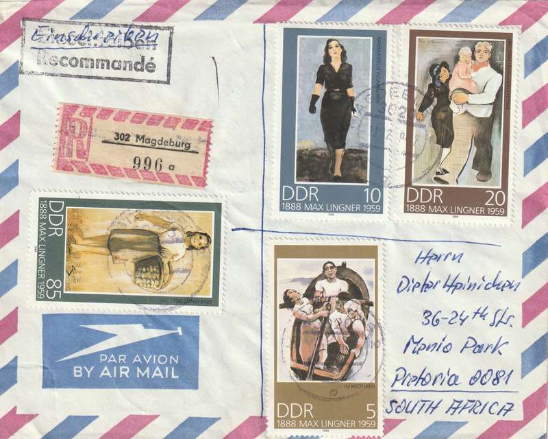 Germany DDR Cover Einschreiben Registered - 1987 1988 - Paintings Max Lingner Statues of Roland