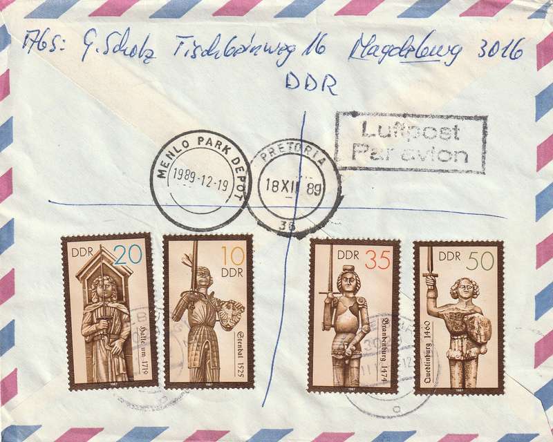 Germany DDR Cover Einschreiben Registered - 1987 1988 - Paintings Max Lingner Statues of Roland