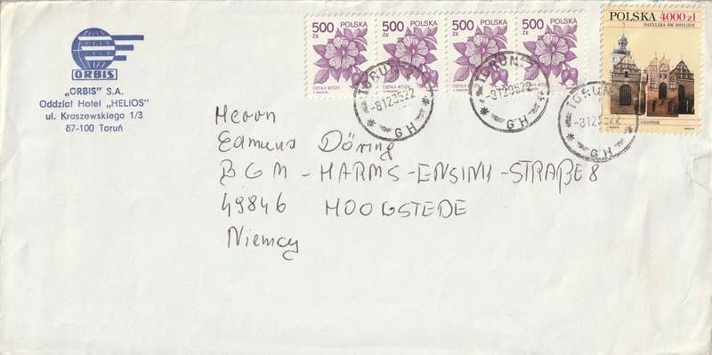 Poland Cover Registered - 1989 1990 - Flowers German Iris Warsaw Imperf Die cut Self Adhesive