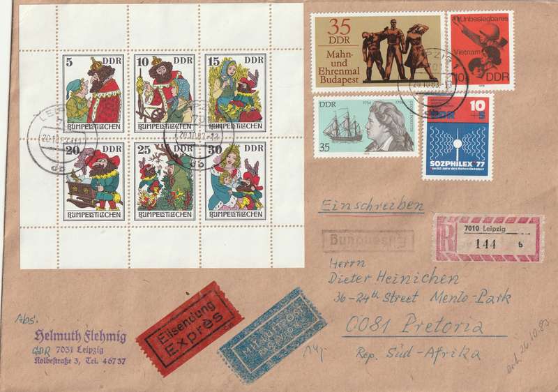 Germany DDR Cover Registered Einschreiben - 1976 1977 1979 - Folktales Rumpelstiltskin Vietnam Ship