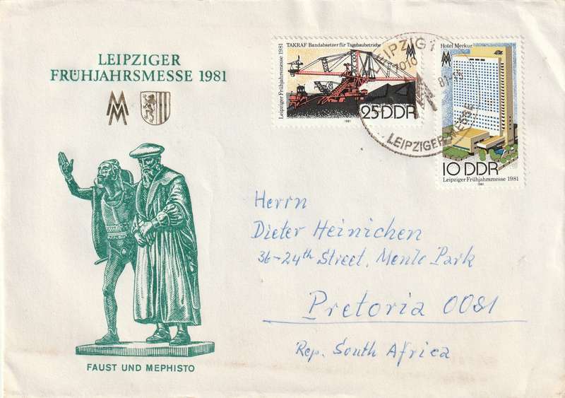 Germany DDR Cover - 1981 - Leipziger messe Leipzig Fair