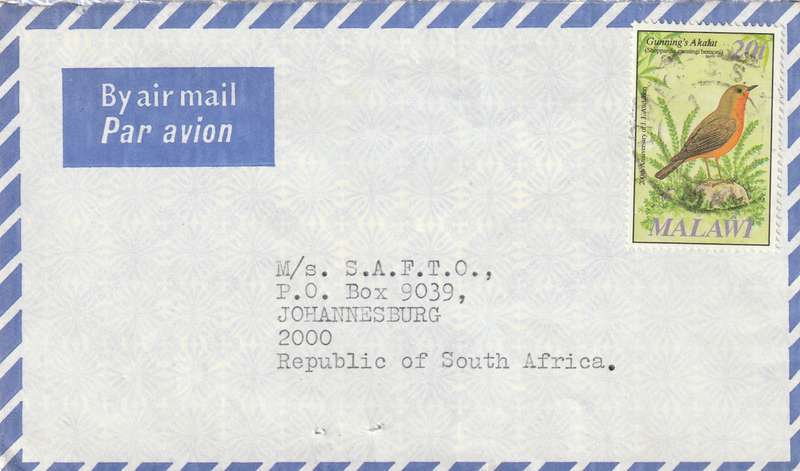 Malawi Cover - 1985 - Gunnings akalat Birds Audubon