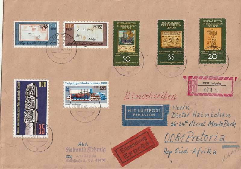 Germany DDR Cover Registered Einschreiben - 1981 - Philatelists Day Stamps on Stamps Treasures Libr