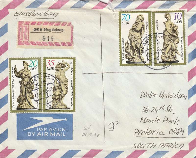Germany DDR Cover Einschreiben Registered - 1984 1989 - Leipziger messe Leipzig Fair Figurines Gree