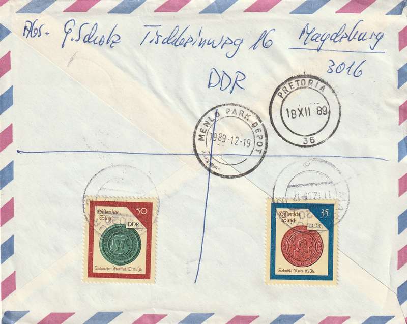 Germany DDR Cover Einschreiben Registered - 1987 1988 - Seals MMM Science Fair WHO Nazi Pogrom Kris