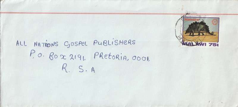 Malawi Cover - 1993 - Stegosaurus Dinosaurs
