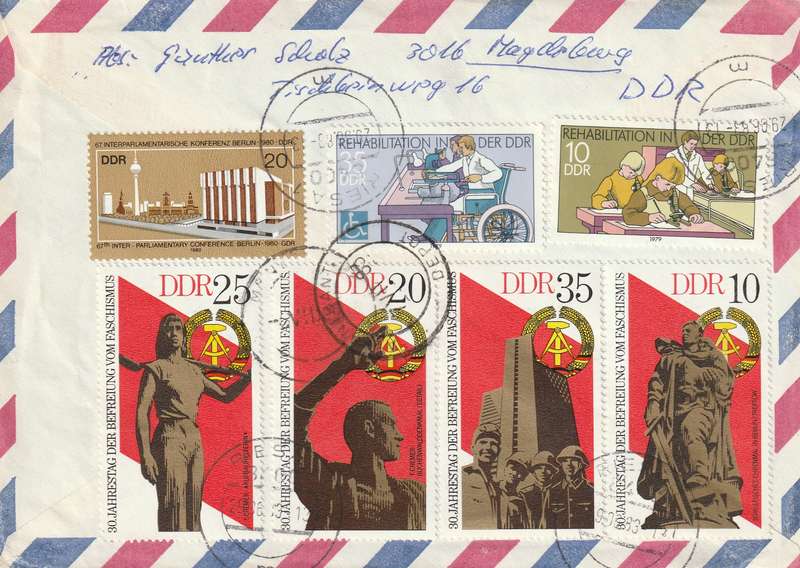 Germany DDR Cover Einschreiben Registered - 1982 1979 1975 - FDGB Trade Unions Rehabilitation Fasci