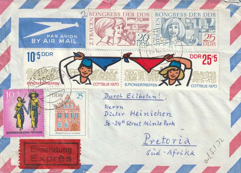Germany DDR Cover Einschreiben Registered - 1969 1970 - Youth Pioneer Meeting Vietnam Luckau Women