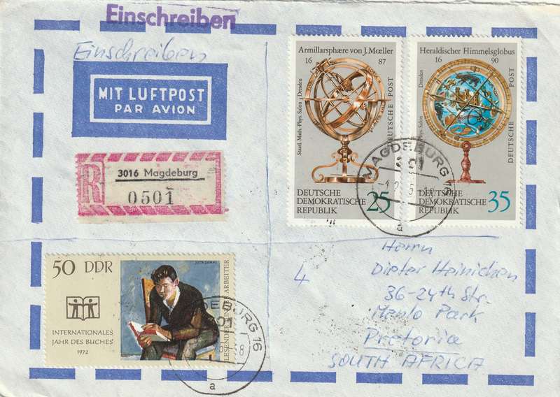 Germany DDR Cover Einschreiben Registered - 1972 - Celestial and terrestrial globes International B