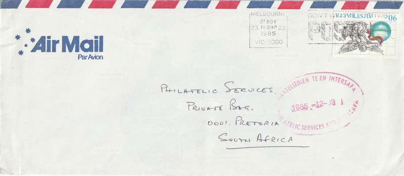 Australia Cover - 1985 - Christmas Angel with ornament Slogan Melbourne