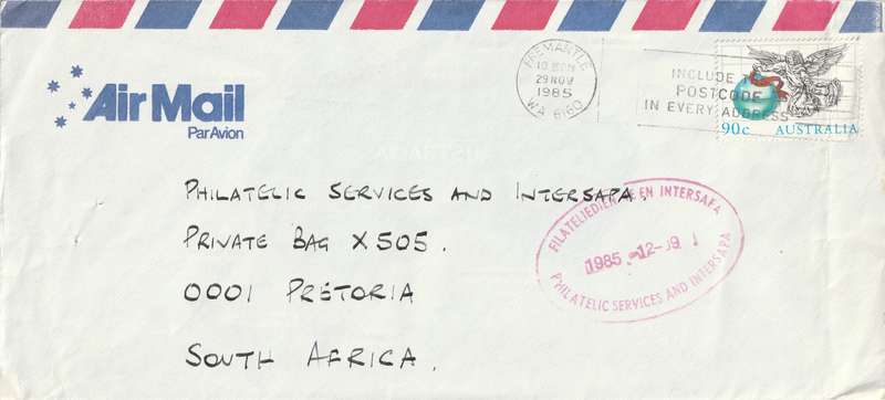 Australia Cover - 1985 - Christmas Angel with ornament Slogan Fremantle