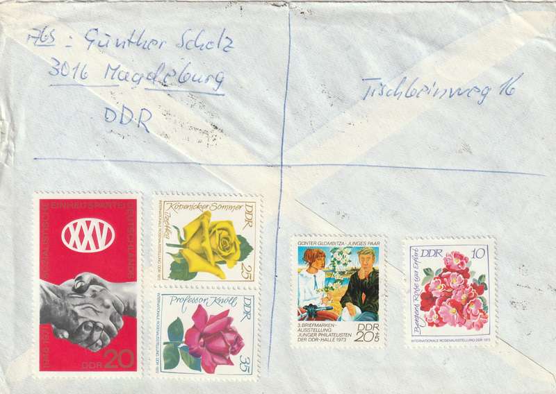 Germany DDR Cover Einschreiben Registered - 1972 1973 - Personalities Famous Portraits Roses Social