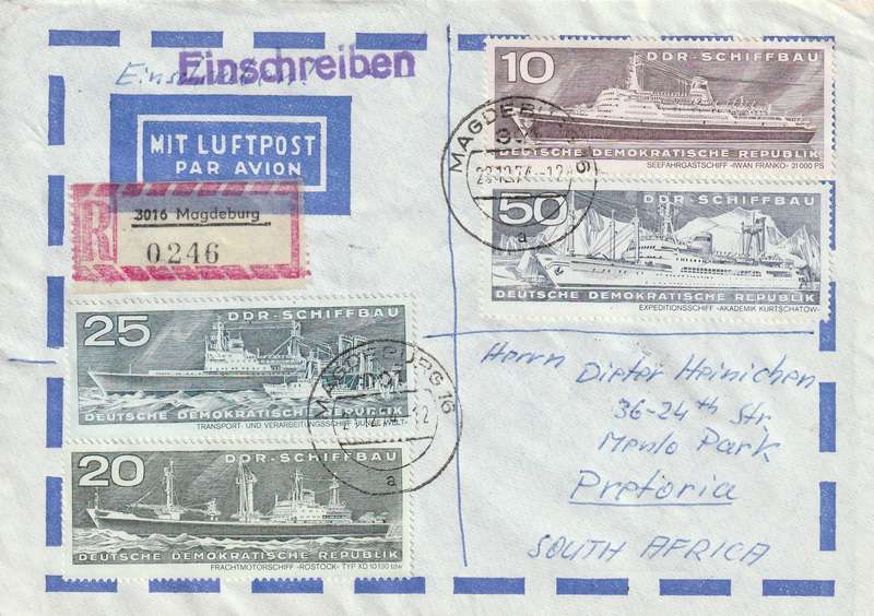 Germany DDR Cover Einschreiben Registered - 1972 - German-Soviet Friendship Ships Ship Building