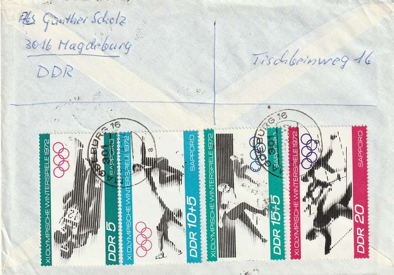 Germany DDR Cover Einschreiben Registered - 1970 1972 Winter Olympics Sapporo Trumpeter Youth Stamp