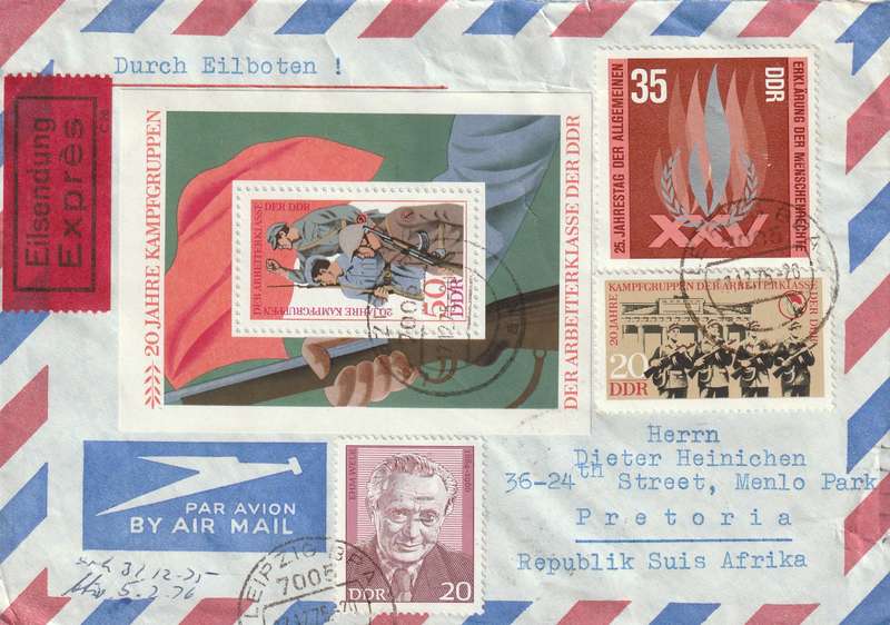 Germany DDR Cover Eilsendung Eilboten - 1973- Welk Kampfgruppen Human Rights