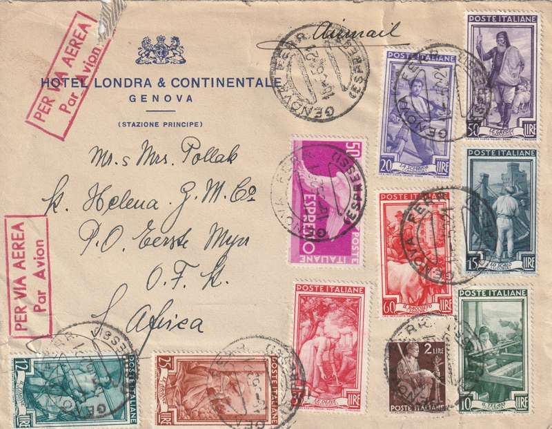 Italy Cover - 1945 1950 1951 - Express Expresso Winged foot Shipbuilding Fisherman Weaving Hotel Lo