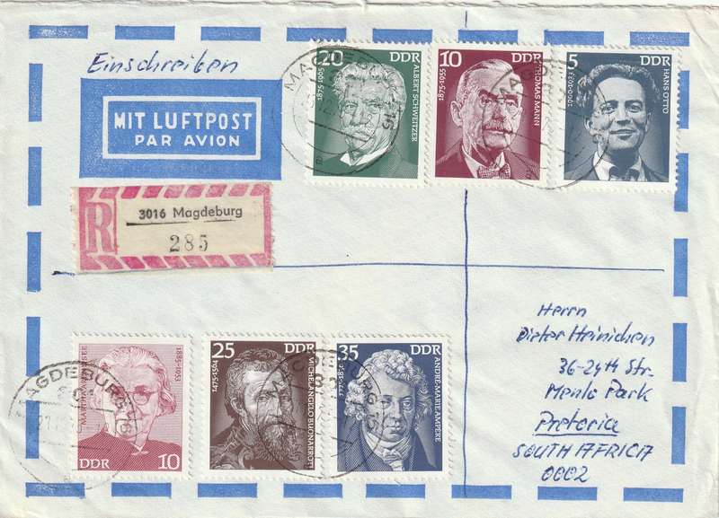 Germany DDR Cover Einschreiben Registered - 1975 1974 - Portraits Famous men Martha Arendsee 25th A