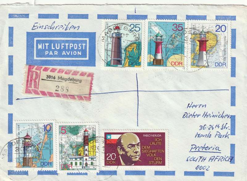 Germany DDR Cover Einschreiben Registered - 1975 1974 - Lighthouses folktale Twittering To and Fro