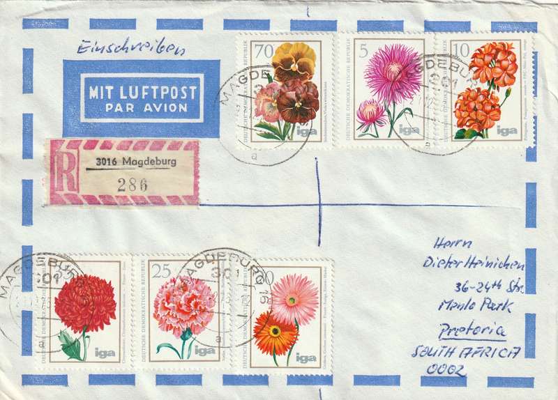 Germany DDR Cover Einschreiben Registered - 1975 1974 - Young Pioneers Flowers