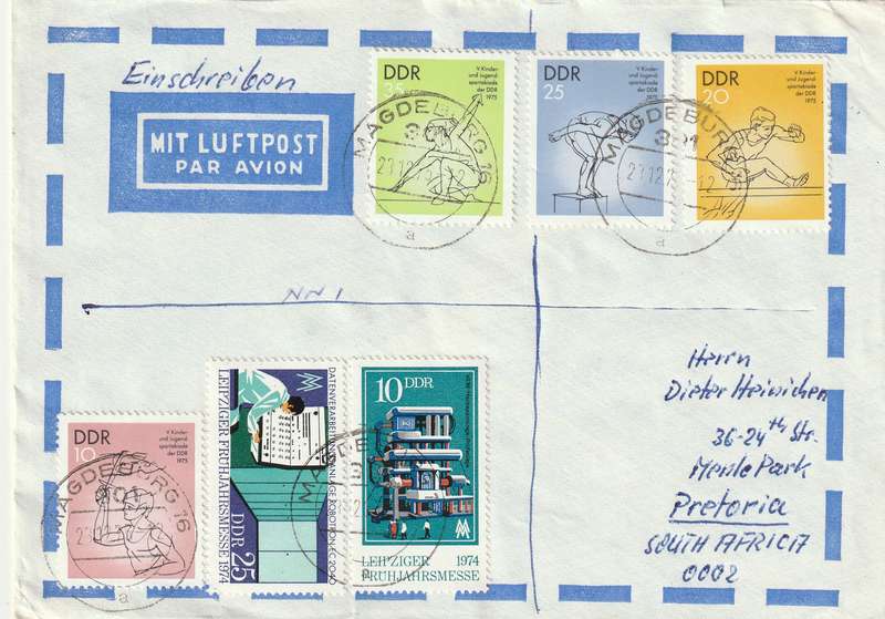 Germany DDR Cover Einschreiben Registered - 1975 1974 - Children and Youths Spartakiad Leipziger Me