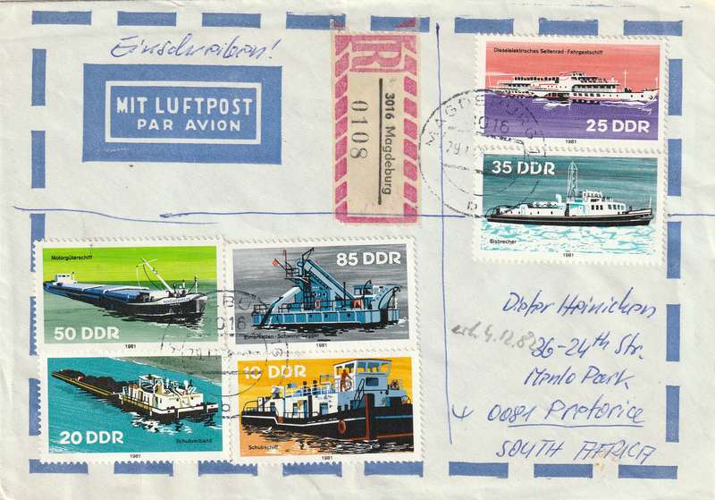 Germany DDR Cover Einschreiben Registered - 1982 - TB Bacillus Centenary Robert Koch Tugboats River