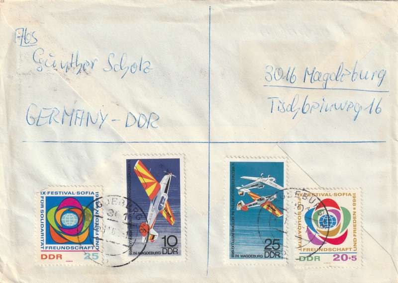 Germany DDR Cover Einschreiben Registered - 1967 1968 - Buildings Ulbricht Youth Festival Trener st