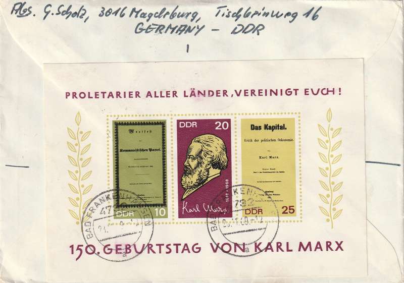 Germany DDR Cover Einschreiben Registered - 1968 1969 - Karl Marx Prevention of forest fires